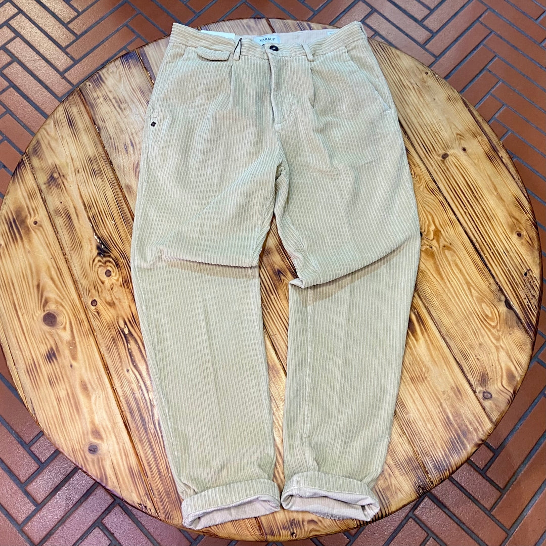 PANTALONE ONE PINCE VELLUTO BEIGE