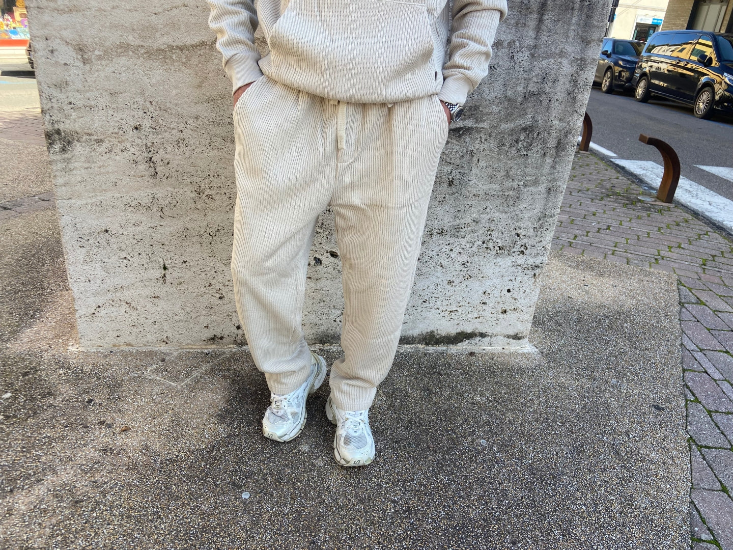 Jogger in maglia strutturati BEIGE