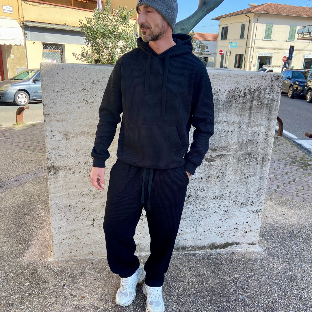 Jogger in maglia strutturati NERO