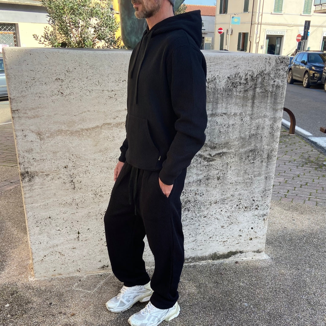 Jogger in maglia strutturati NERO